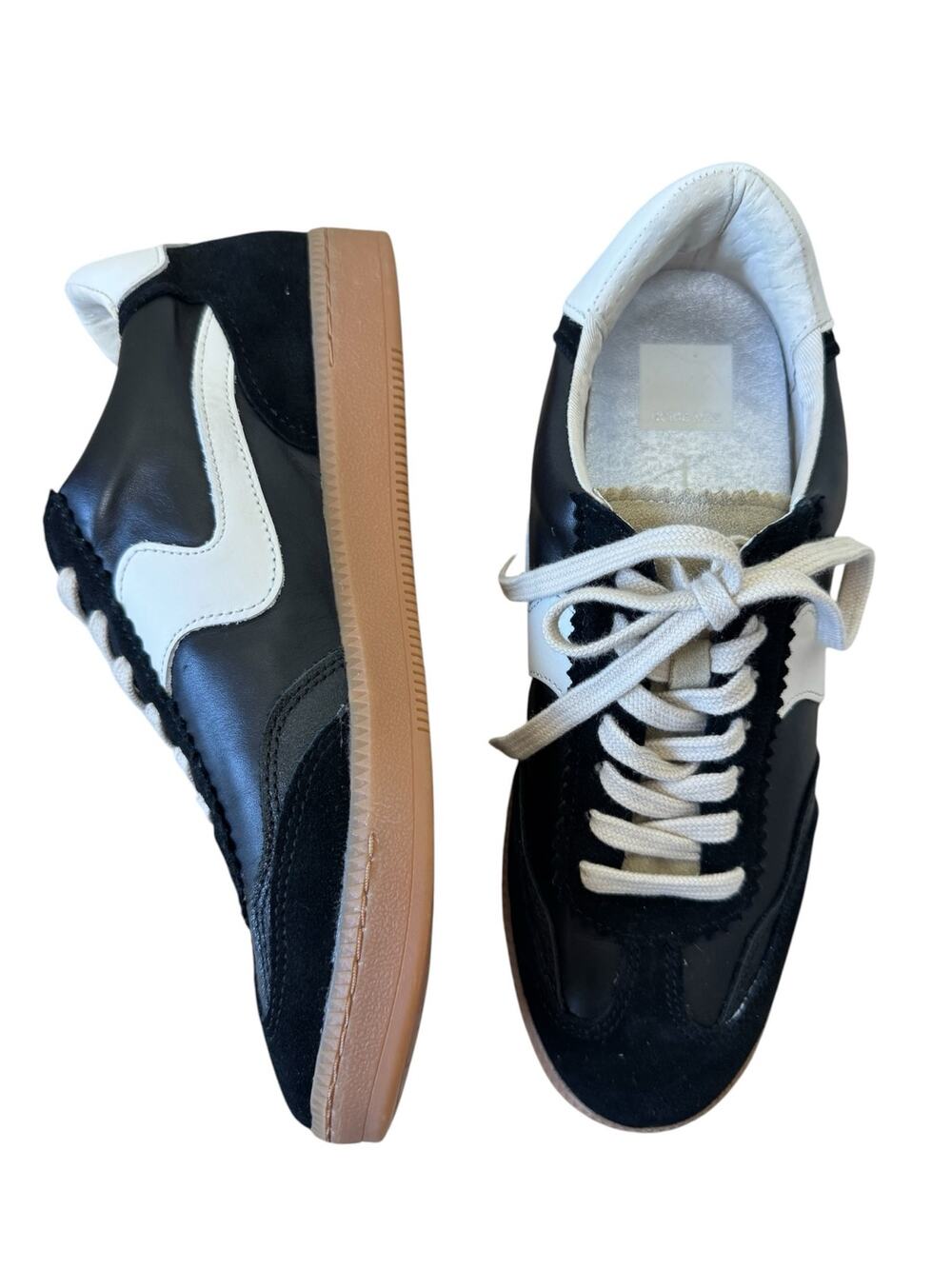 DOCLE VITA Notice Black and White Leather Color Block Lace-Up Sneakers Size 8